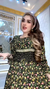 GAMIS "PUTRI DUA" wanita kerut dada terbaru 2023/dress elegan/cantik