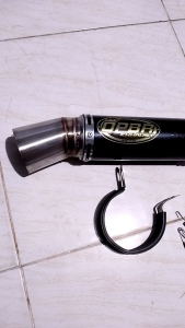 OPBR knalpot racing / Tabung silencer Black Coating / inlet 50 mm Saringan bor boran