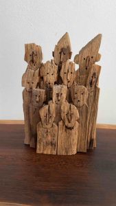 ไม้แกะสลัก Family Tree Collection Family Portrait ไม้สัก โมเดล งานศิลปะ 20x33x5cm แต่งบ้าน ตั้งโต๊ะ งานทำมือ Family Tree Handmade Teak wood Sculpture