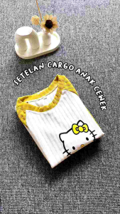 SETELAN BAJU ANAK PEREMPUAN CELANA CARGO BAHAN KNITH UNTUK USIA 1-10 TAHUN