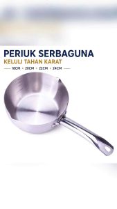 Periuk Serbaguna Keluli Tahan Karat Dengan Sukatan & Muncung Tuang | Periuk Rebus Mi | 18CM-24CM Stainless Steel Multipurpose Pot Sauce Pan With Measuring Scale & Pour Spout 不锈钢多功能煮面锅 带刻度导流口