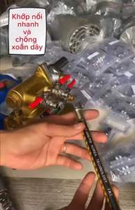 Khớp Nối Nhanh Tự Gài 1/4 Chống Xoắn Dây Ren 14 inox Cao Cấp Cho Máy Rửa Xe Máy Phun Thuốc