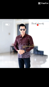 ARTA burgundy kemeja batik slimfit pria berlapis furing/atasan kemeja pria formal dan kasual lengan pendek dan panjang warna burgundy