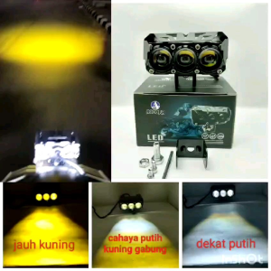 Lampu tembak FOG LAMP SQL 3 MATA + kipas pendingin aluminium nyala 2 warna putih/kuning