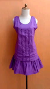 mini midi dress wanita ungu M cewek kutung santai cute