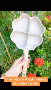 Chảo vân đá 4 ngăn hình trái tim Chảo trái tim vân đá chiên trứng chống dính Chảo làm bánh hình trái tim đáng yêu
