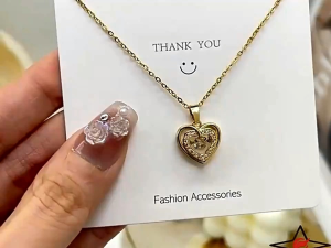 Double-layer Love Necklace With Rhinestones Titanium Steel Pendant Fashion Jewelry Woman Valentines Day Gift