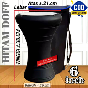 Darbuka Kayu Anak Hitam Dof 6 inch Rolling Putih
