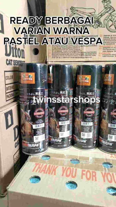 Pilok Cat Semprot Samurai Pastel Hijau Vespa Green V744 744 Paint Kurobushi 400ml