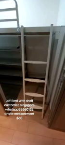 Loft bed with shelf customize singapore for helper room/store room/unity/bomb shelter