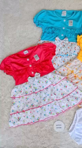Dress Bayi Perempuan dan Celana Kancing Dada Usia 3-18 Bulan Motif Bunga Gaun Bayi Baju Rok Anak
