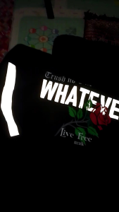 ARQYU Sweater Hoodie Reflektive WHATEVER fleece Hitam