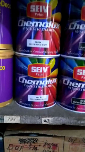 Cat kayu dan besi Seiv isi 1kg warna Hitam doff dan putih dop