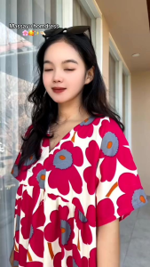 HA STORE Masayu Homdress Rayon Premium Daster Pendek Jumbo Motif Bunga Bumil