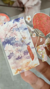 Fairy Lights Journal - READY STOCK/ art journaling/ scrapbook deco/ Whale Fall: Japanese Kitty in Spring PET tape