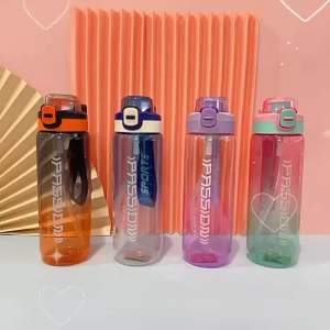🇲🇾Ready Stock🇲🇾800ml Outdoor Fitness Sport Drinking Square Water Bottle Botol Air大容量夏天大水杯手提便携水杯网红吸管塑料杯子🍭Free 2D Sticker🍭