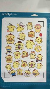 Pompom Cheer Sticker Set featuring 20+ yellow cartoon characters in various outfits and activities.