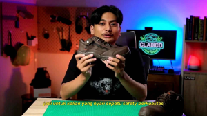 Sepatu Safety Pria Ujung Besi Outdoor Zipper Sleeting Cladico Lion Low