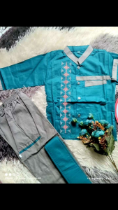 Setelan Koko Anak Laki-Laki: Koko Madinah Bordir & Lengan Panjang Terlaris