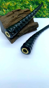 Once pipa cangklong tanduk kerbau hitam motif ulir C331