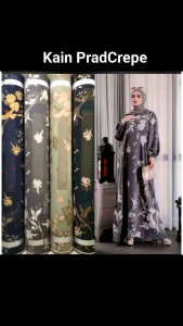Kain Gamis PradaaCrepe Motif Mustika halus lembut Harga setengah meter