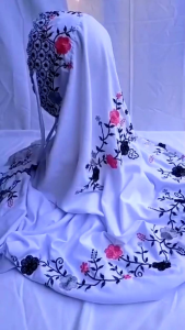 Mukenah Mukena Dewasa Mukena Langsungan Terusan Lajuran Bordir Motif Bunga Bahan Adem