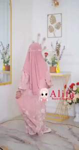 Gamis Anak Perempuan Lebaran Usia 4-13th Adelina Syari Kids Free Jilbab By Alifa