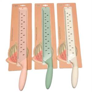 CWC Cook With Color Watermelon Knife Extra-Long Serrated 16.5-inch Stainless Steel Blade with Blade Cover