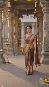 Premium Kanchi Pattu Silk Saree for Women skyblue & pink Traditional South Indian Festive Wear