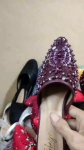 Ghazia - 518 Sandal Pengantin Hak 5cm Selop Wedding Shoes Brukat Payet Premium Nikah Seserahan