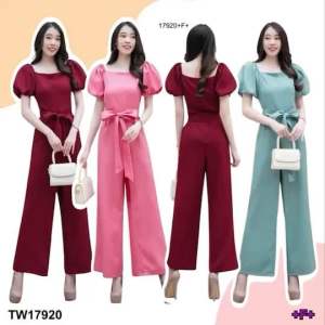 17920 Jumpsuit ขายาว + สายผูกเอว