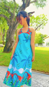 ชุดเดรสมินิโบว์หลัง ลายมะพร้าว 3 สี สวยเซ็กซี่ ผ้าไหมอิตาลี นุ่มลื่น ผ้าพริ้ว พร้อมส่ง