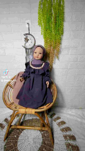 Baju Busana Muslim Anak Bayi Perempuan Murah Bahan Crinkle Model Simple & Mewah