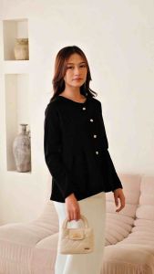 VANA BLOUSE - Atasan Peplum Fit Body Knit - Blouse Lengan Panjang Wanita - Kemeja Korean Style