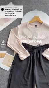 (Cringkle) One Set Hemat Kaos Premium & Celana Kulot Cringkle