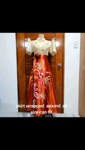 Skirt satin wrap around with painting Floral