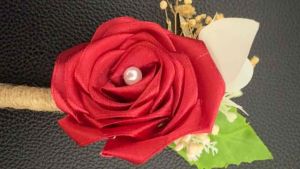 Customizable Groom and Groomsmen Boutonnierre Chest Corsage for Weddings and Other Occasions Made to Order Affordable Red Rose Design