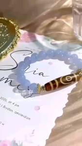 （现货）✨ 二眼天珠 × 蓝纹玛瑙手串｜守护平安 × 直觉提升 × 能量稳定 ✨ 2-Eye Dzi Bead × Blue Agate Bracelet｜Protection • Intuition • Stability