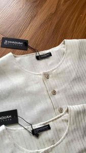 Gamis Abaya Dress Wanita Terbaru Bahan Linen Salur Metalik Hannah By Khadijah