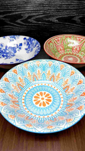 MANGKOK KERAMIK MOTIF BATIK TNT-01 UKURAN 9 Inch mangkuk saji motif D 23cm