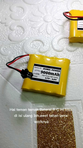 Baterai mainan anak RC 3.7V ~ 4.8V 9000mAh 4X 14500 warna KUNING soket hitam 2PIN awet tahan lama