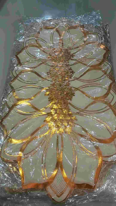 Taplak Meja Tamu Kotak Gold Persegi Panjang/OVAL Bahan Printed Import Anti Air 40 X 80 Cm