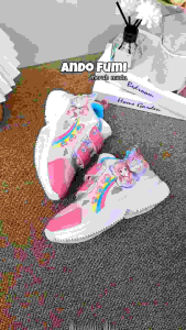 Sepatu Ando Fumi Velcro Perekat merah muda merah jambu pink fuchsia