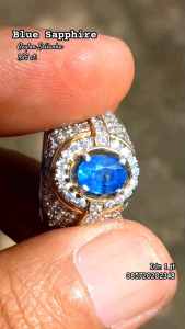 Blue Sapphire asal Ceylon Srilanka 195 carat di set di ring Perak mewah