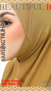 INSTANT SARUNG NUHAAKAIN ORGANIC COTTONRIBBED PREMIUMEASY TO WEARIRONLESSSTRETCHABLE HIJAB