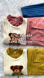 Setelan anak perempuan dengan bahan kenit untuk usia 1-6 tahun