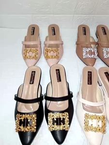 Sandal Mules Cantik Wanita Variasi Kotak Mutiara ALONY Terbaru Size 37-41