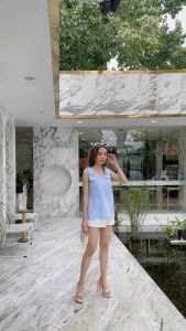 Jenlip Apple Top เสื้อแขนกุดโบว์ไหล่ 2 ข้าง ลายสก็อต เสื้อน่ารัก ใส่สบาย