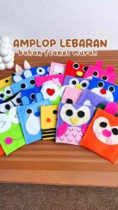 Amplop Lebaran Kotak Isi 12 Karakter Random Bahan Flanel Rine Handmade