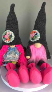Knuts Lucky Gnomes in Blue Fuchsia Pink Combination / Lucky Decorations / All year Round Luck and Charms Couple in XL sizes / PNK002